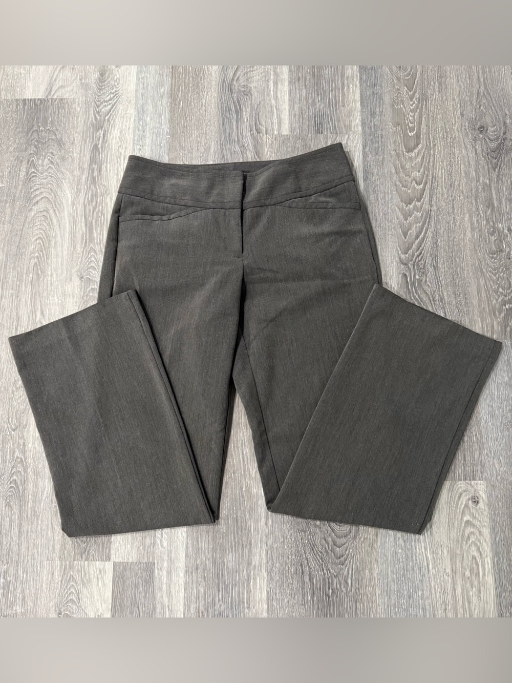 Elle Women's Dark Gray Straight-Leg Flat Front Dress Pants